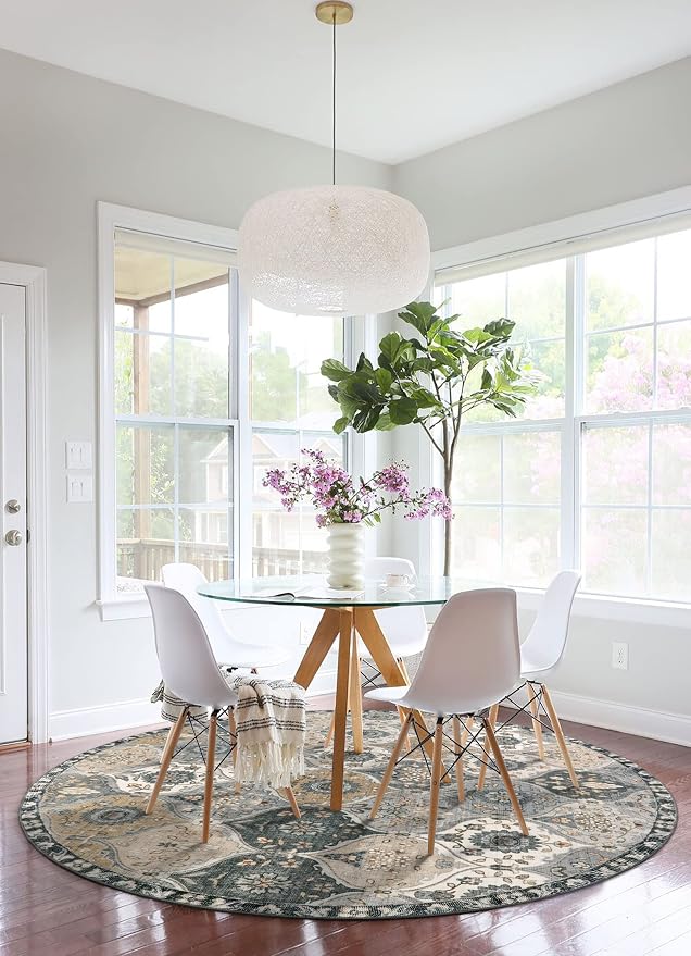 Lahome Moroccan Washable Round Area Rug, Soft Vintage Circle Round Rugs 6ft | - Image 6