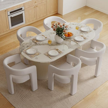 BESTANO Set of 4 Modern Linen Fabric Upholstered Dining Chairs - Image 6