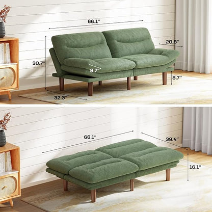 Marsail 66" Futon Sofa Bed, Futon Couch - Image 2