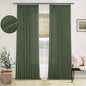 Farmhouse Linen Blend Pleated Olive Green Curtains 102 Inches Long 2 Panels | by Twodrapes