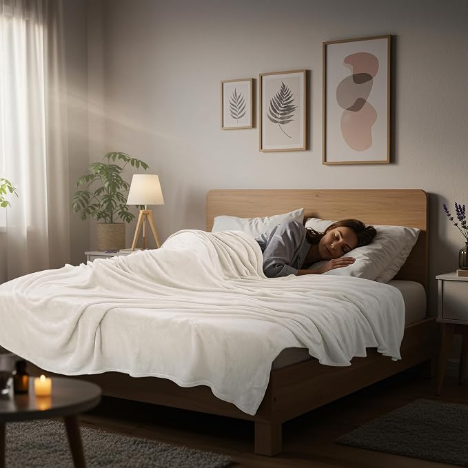 Utopia Bedding Ultra Soft Fleece Bed Blanket Throw Size Ivory | Microfiber - Image 6