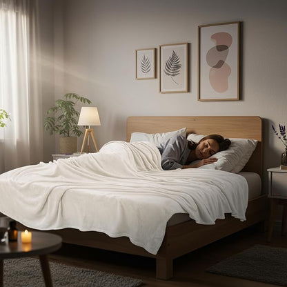 Utopia Bedding Ultra Soft Fleece Bed Blanket King Size Ivory | Microfiber Plush - Image 6