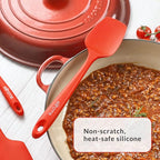 Elihome Mini Silicone Spoonula - Non-Stick Heat Resistant Silicone Scraper Spatula for Mixing, Serving, Scraping, Stirring, and More, 8.75 Inch, Red