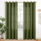 YoungsTex Olive Green Linen Semi Sheer Curtains 80 Inch Length 2 Panels | Light by YoungsTex