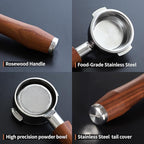58mm Bottomless Portafilter | Fits for E61 Group Head 2 Ears machines| Stainless Steel portafilter and Rosewood Handle|Espresso Machine Accessories(Rosewood)