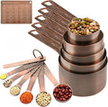 Copper Measuring Cups and Spoons Set 13, Stainless Steel Measuring Cups and Spoons Set for Baking and Kitchen, Metal Metric & US Measuring Set