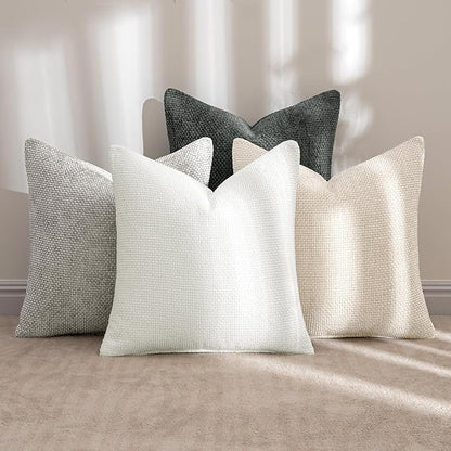 MIULEE Soft Decorative Chenille Pillow Covers Gray 20x20 Pack of 4 | Minimalist - Image 2