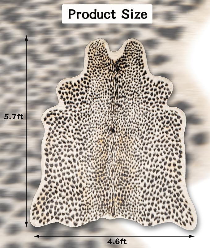 Cheetah Print Rug, Leopard Area Rug 4.6x5.7ft Faux Animal Print Skin Cheetah Rug - Image 2