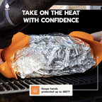 Drip EZ BBQ Grill Mitts - Heat Resistant up to 480°F - Durable Silicone for Grill Oven and Stove - Slip On Multipurpose - Dishwasher Safe