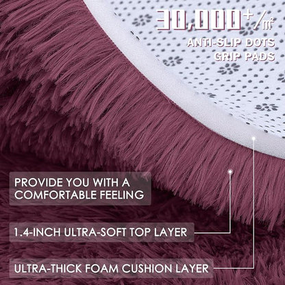 OLANLY Burgundy Round Rugs for Bedroom - Image 7
