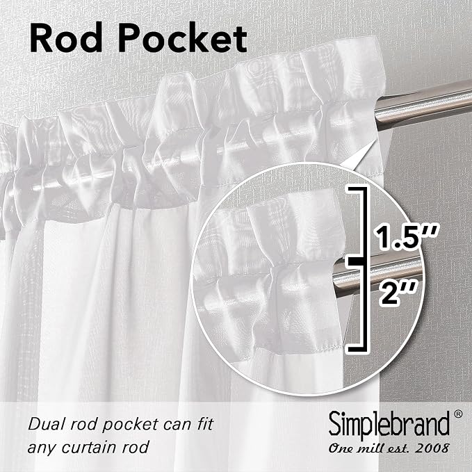 Simplebrand White Sheer Curtains 84 Inches Long, Light Filtering Rod Pocket - Image 6