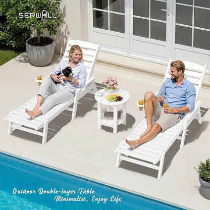 SERWALL Round Outdoor Side Table Set of 2, HDPE Small Adirondack Double End - Image 10