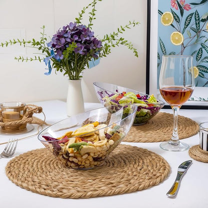 bUCLA 12 Pack Clear Plastic Serving Bowls - 20 OZ Angled Serving Bowls Disposable for Chip,Candy,Salad & Fruit - Ideal for Party & Wedding