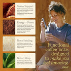 Clevr Blends Mushroom Coffee Latte, Instant Powder with Oat Milk, Lions Mane, Reishi Mushroom, Arabica Coffee Beans Medium Roast Fair Trade, Coconut Cream, Ashwagandha, Serve Hot or Iced, (14 Lattes)