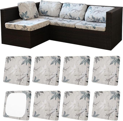 8Pcs Patio Cushion Covers, Outdoor Stretch Cushion Covers, Washable | Stretch by Unknown