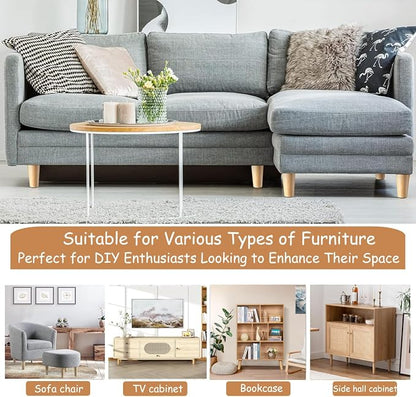 Yaliuliu 6 Inches Round Solid Wood Furniture Legs Set of 4, Natural Wooden - Image 6