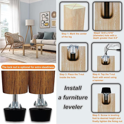 NEWBYTEK M6 Thread Furniture Feet Levelers, Floor Protection Feet Glides - Image 7