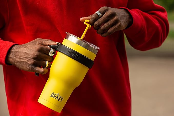 Beast 30 oz Tumbler Stainless Steel Vacuum Insulated Coffee Ice Cup Double Wall Travel Flask (Lemon)