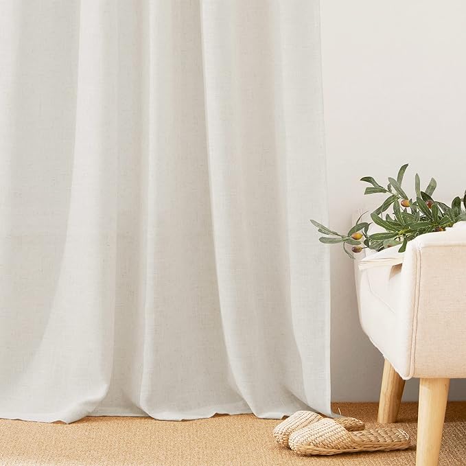 RYB HOME Linen Semi Sheer Curtains - Image 7