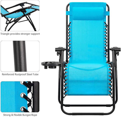 Devoko Patio Zero Gravity Chair Outdoor Folding Adjustable Reclining Chairs - Image 8