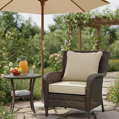 Summsun Patio Chair Cushions 24 x 24 Inch, Faux Linen Outdoor Furniture Cushions - Image 2