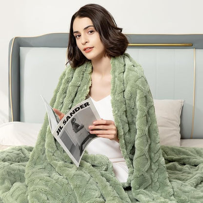 Aganear Fleece Throw Blanket for Couch Sofa 50"x60" Sage Green | Lightweight - Image 6