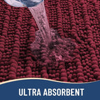 Arotive Luxury Chenille Bathroom Rug Mat, Extra Soft Thick Absorbent Shaggy Bath Rugs, Non-Slip Machine Wash Dry, Plush Bath Mats for Bathroom, Shower and Tub, 59x35, Burgundy