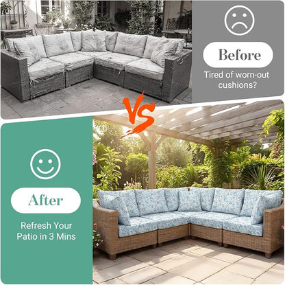 14Pcs Patio Cushion Covers Stretch Outdoor Furniture Protector Slipcovers | - Image 5