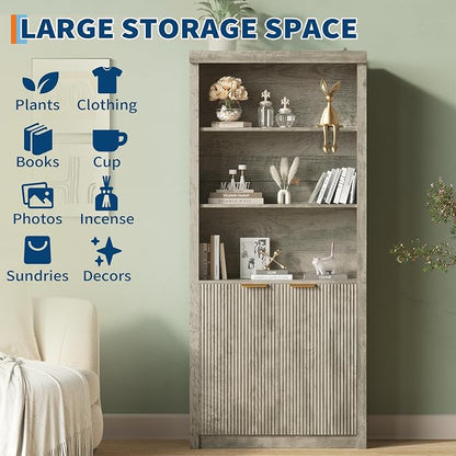 GarveeHome Tall Book Shelf and Bookcase, 31.5" Wide Wooden Bookcase - Image 5