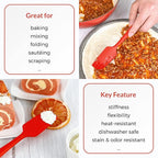 Elihome Mini Silicone Spoonula - Non-Stick Heat Resistant Silicone Scraper Spatula for Mixing, Serving, Scraping, Stirring, and More, 8.75 Inch, Red