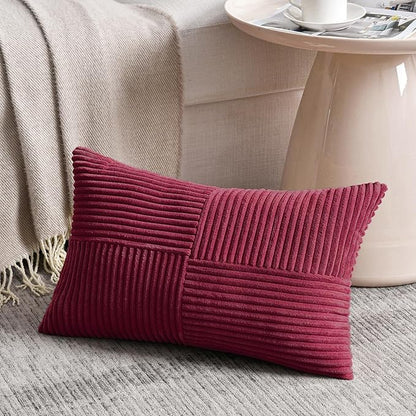 Fancy Homi 2 Packs Burgundy Lumbar Decorative Throw Pillow Covers 14x24 Inch - Image 2