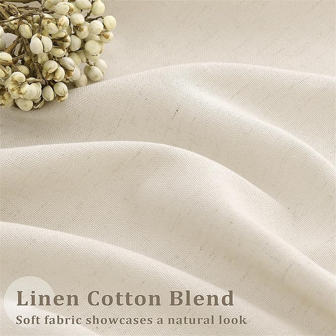 72 x 108 Inch Linen Curtains Pinch Pleated Extra Wide Semi Sheer | Light - Image 5
