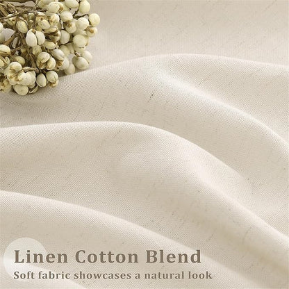 Extra Wide Pinch Pleat 100 x 84 Inch Linen Curtains Light Filtering | Semi Sheer - Image 4