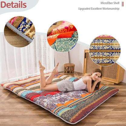 MAXYOYO Bohemian Retro Floor Mattress Vintage Floral Japanese Futon Mattress - Image 6