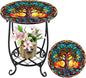 Cinnvoice Outdoor Side Table Round Small Mosaic Patio Accent Indoor End Plant by Cinnvoice