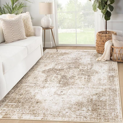 Area Rug 3x5 Washable Rug, Vintage Boho Medallion Entryway Rug Non-Slip Soft by VECARF