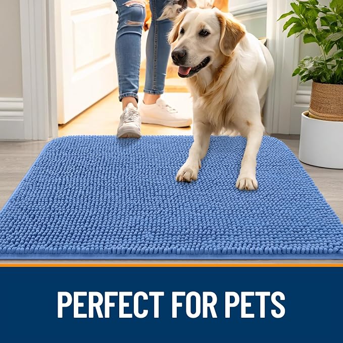 OLANLY Dog Door Mat for Muddy Paws 24x16, Super Absorbent Chenille Mud Mat | - Image 6