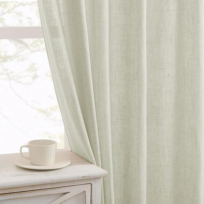 Joydeco Linen Curtains 90 Inch Length 2 Panel Sets, Light Filtering Curtains by JOYDECO