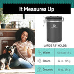 Coffee Gator Coffee Canister, 22oz Airtight Stainless Steel Kitchen Food Storage Container with Date-Tracker, CO2-Release Valve and Scoop for Beans, Grounds, Sugar, Cookies Jars, Tea, Cereal - Gray