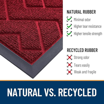 OLANLY Front Door Mat Outside 59x23, All-Season Absorbent Rubber Doormat | Wine - Image 5