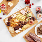 Homaxy Organic Bamboo Cutting Boards Set for Kitchen Set of 3, Wooden Cutting Board Set with Juice Groove and Handles, Charcuterie Serving Tray Wood Chopping Board Set for Meat Fruits & Vegetables