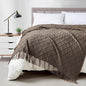 BOURINA Brown Throw Blanket 50 x70 Inches Jacquard Argyle Throw Textured Solid by BOURINA