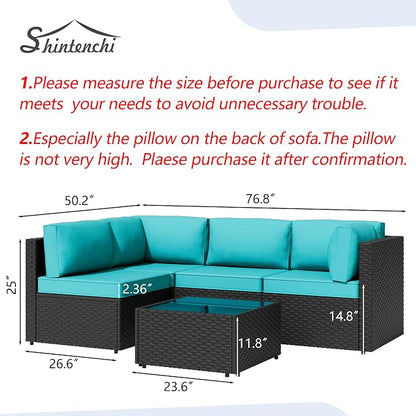 Shintenchi 5 Pieces Outdoor Patio Sectional Sofa Couch, Patio Conversation Sets - Image 7