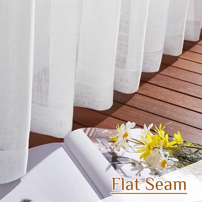 NICETOWN White Faux Linen 48 inch Curtains - Image 7