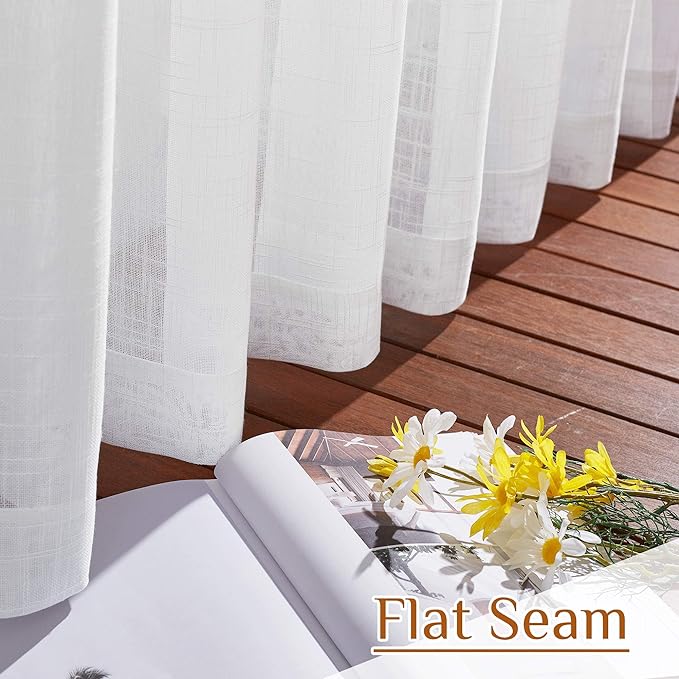NICETOWN White Semi Sheer 90 inch Curtains - Image 8