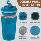 4 Pack Insulated Coffee Mug with Lid 17oz Travel Coffee Tumbler Stainless Steel Reusable Coffee Cups Thermal Coffee Mug for Hot and Iced Cold Drinks, Multicolor