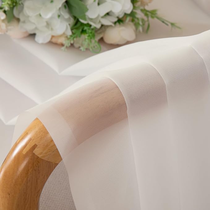 Chyhomenyc Sheer Curtains 72 Inch Length 2 Panels, Short Window Curtain Drapes - Image 3