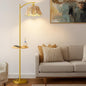 Oneach Floor Lamp with Table for Bedroom, Boho Standing Lamps with Foot Switch by Oneach