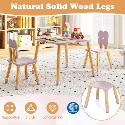 Costzon Kids Table and Chairs, Wooden Toddler Desk Set - Image 4