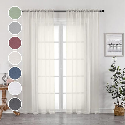 Sheer Curtains 96 Inch Length, Elegant Sheer Curtains by OWENIE